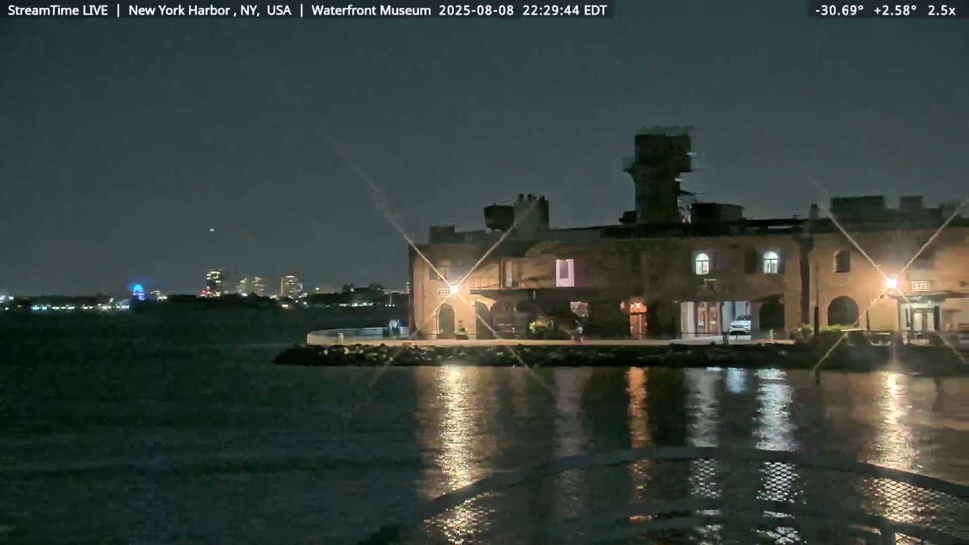 New York City Silhouette& Statue of Liberty View  from New York Bay Live Cam - Brooklyn, New York City, New York, USA