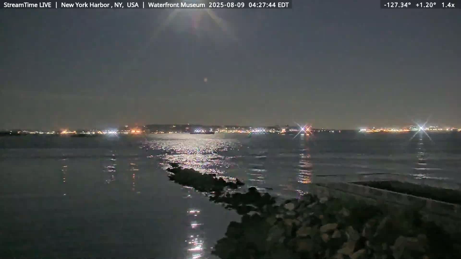 New York City Silhouette& Statue of Liberty View  from New York Bay Live Cam - Brooklyn, New York City, New York, USA