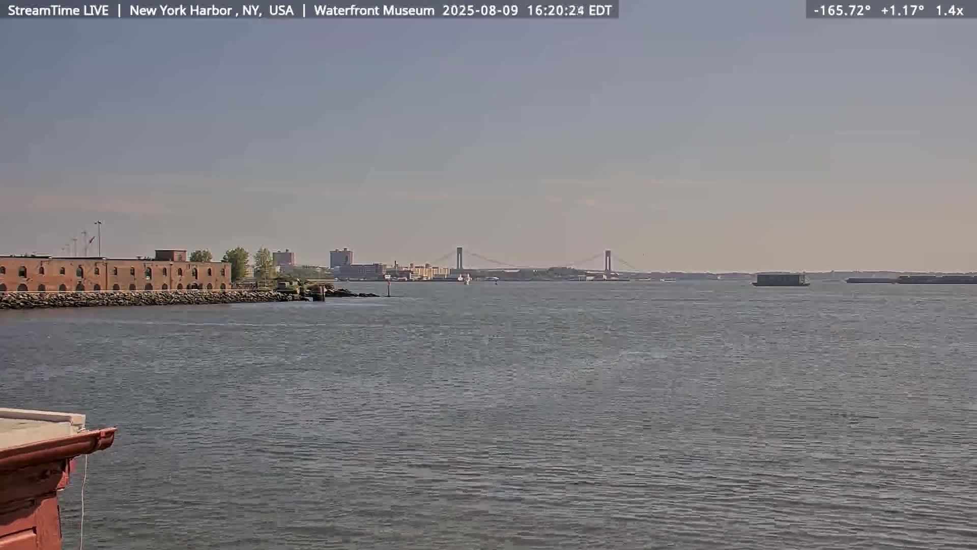 New York City Silhouette& Statue of Liberty View  from New York Bay Live Cam - Brooklyn, New York City, New York, USA