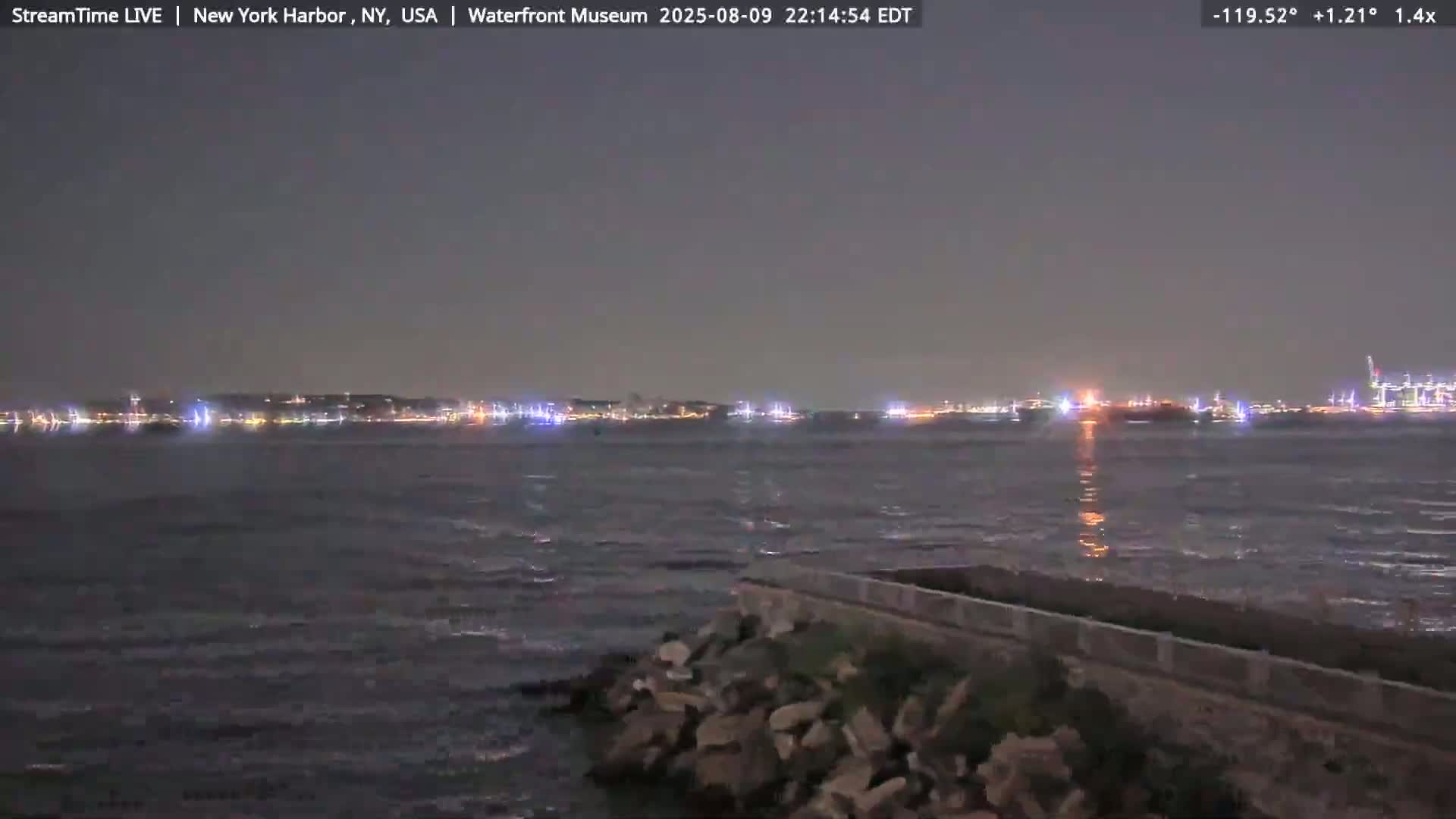 New York City Silhouette& Statue of Liberty View  from New York Bay Live Cam - Brooklyn, New York City, New York, USA