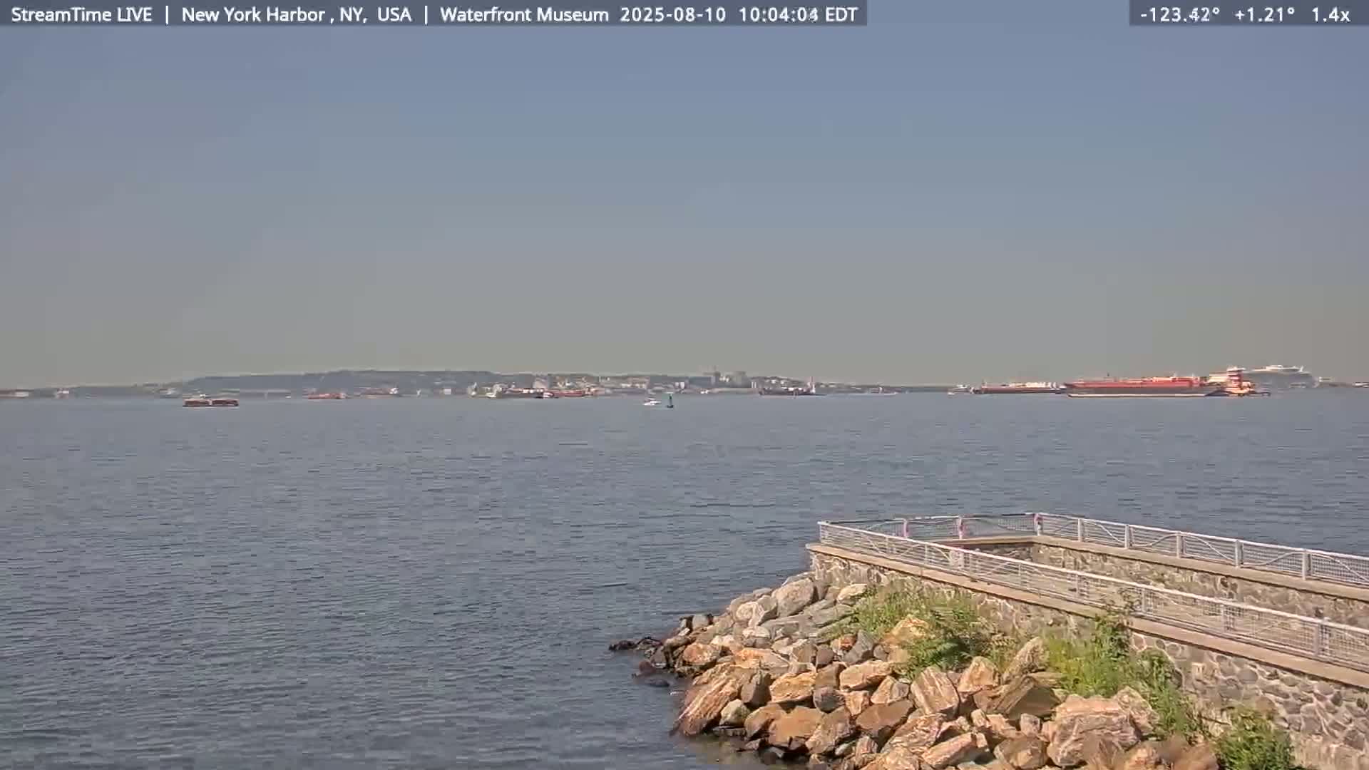 New York City Silhouette& Statue of Liberty View  from New York Bay Live Cam - Brooklyn, New York City, New York, USA