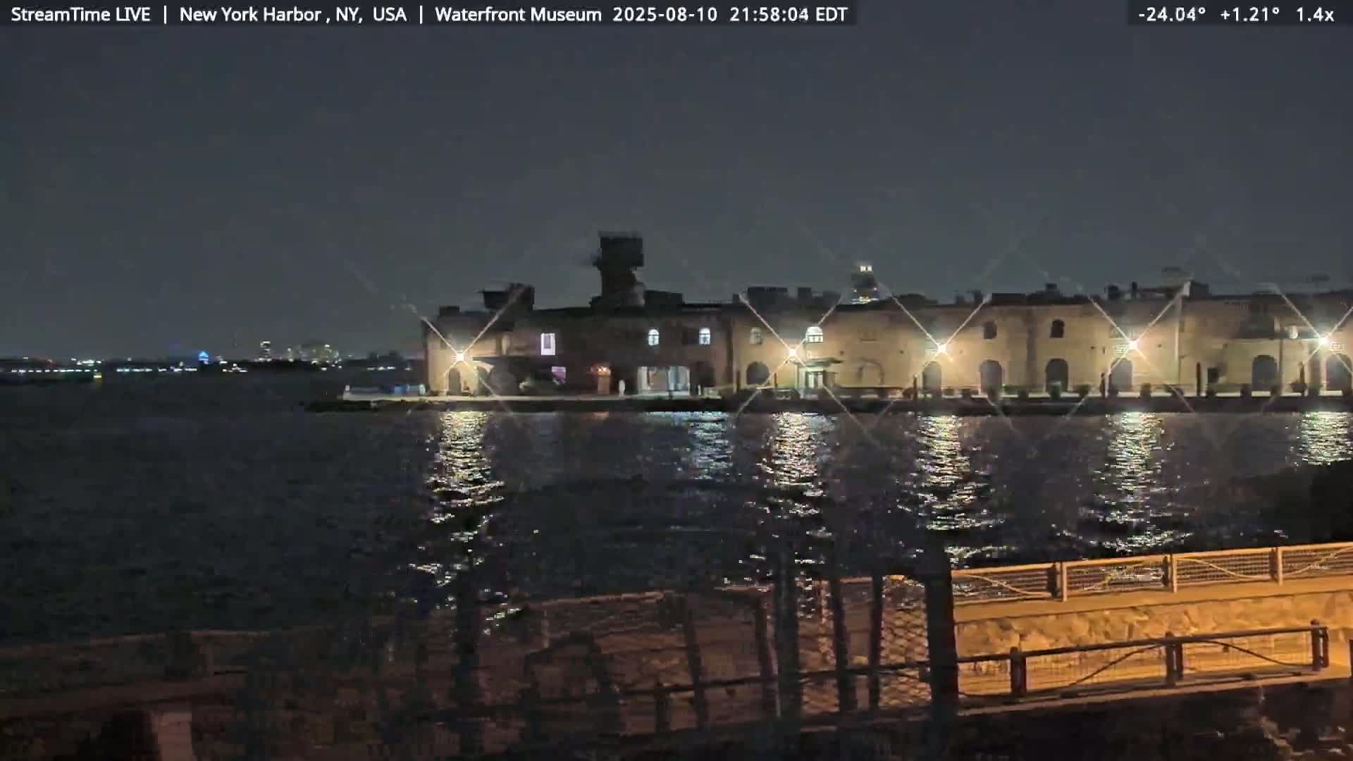 New York City Silhouette& Statue of Liberty View  from New York Bay Live Cam - Brooklyn, New York City, New York, USA