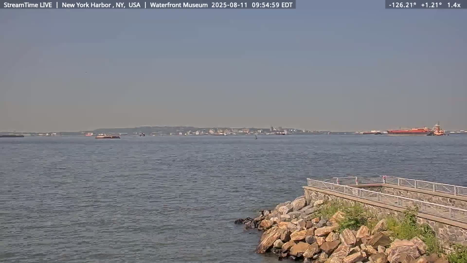 New York City Silhouette& Statue of Liberty View  from New York Bay Live Cam - Brooklyn, New York City, New York, USA