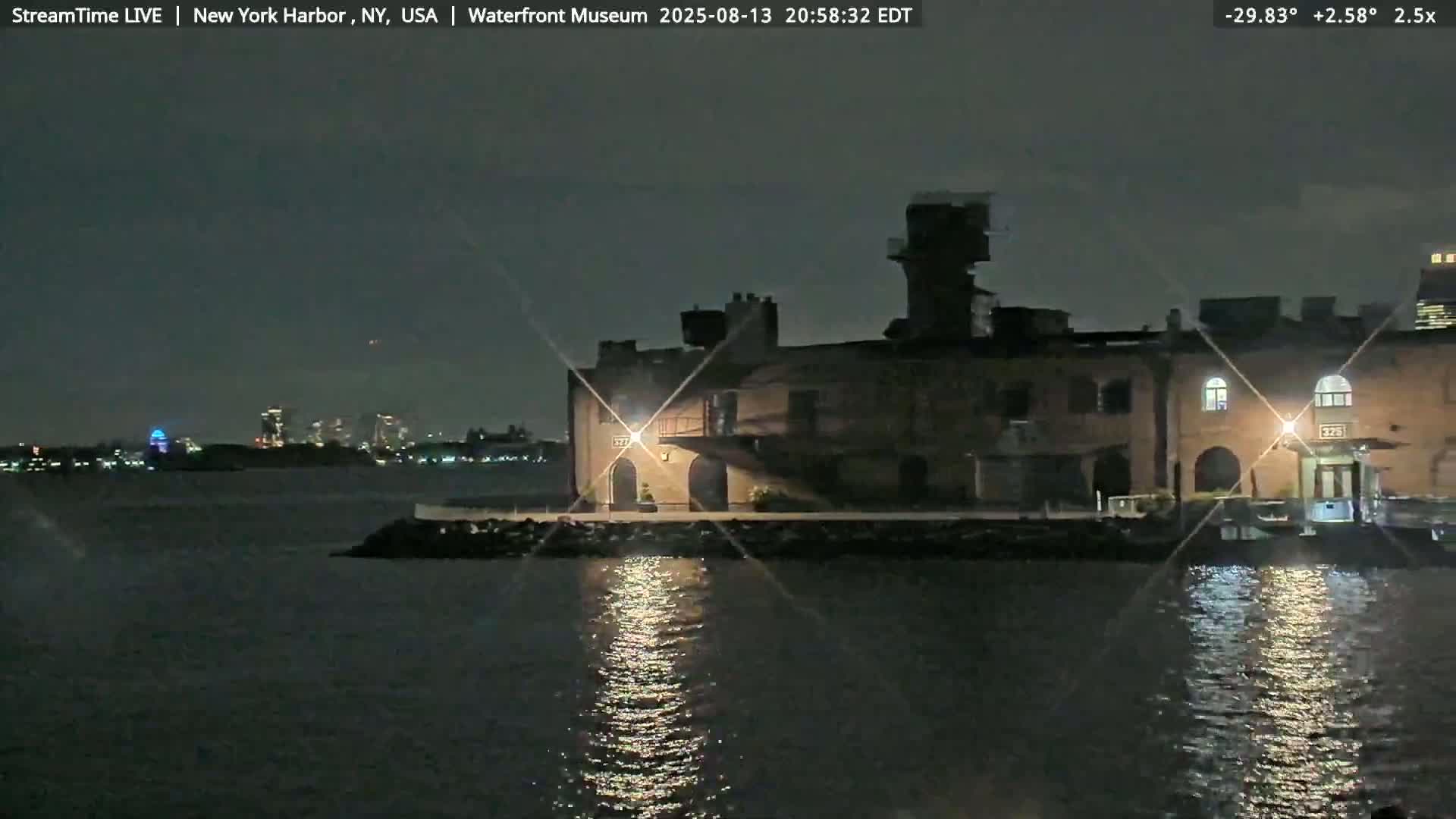 New York City Silhouette& Statue of Liberty View  from New York Bay Live Cam - Brooklyn, New York City, New York, USA