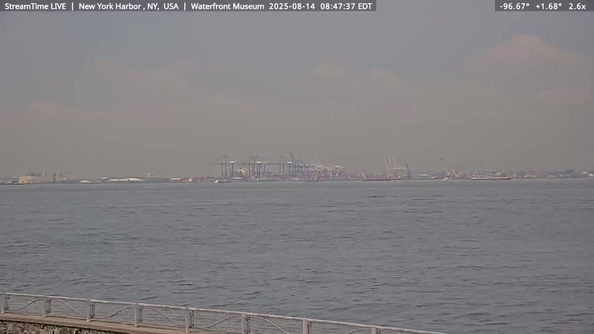 New York City Silhouette& Statue of Liberty View  from New York Bay Live Cam - Brooklyn, New York City, New York, USA