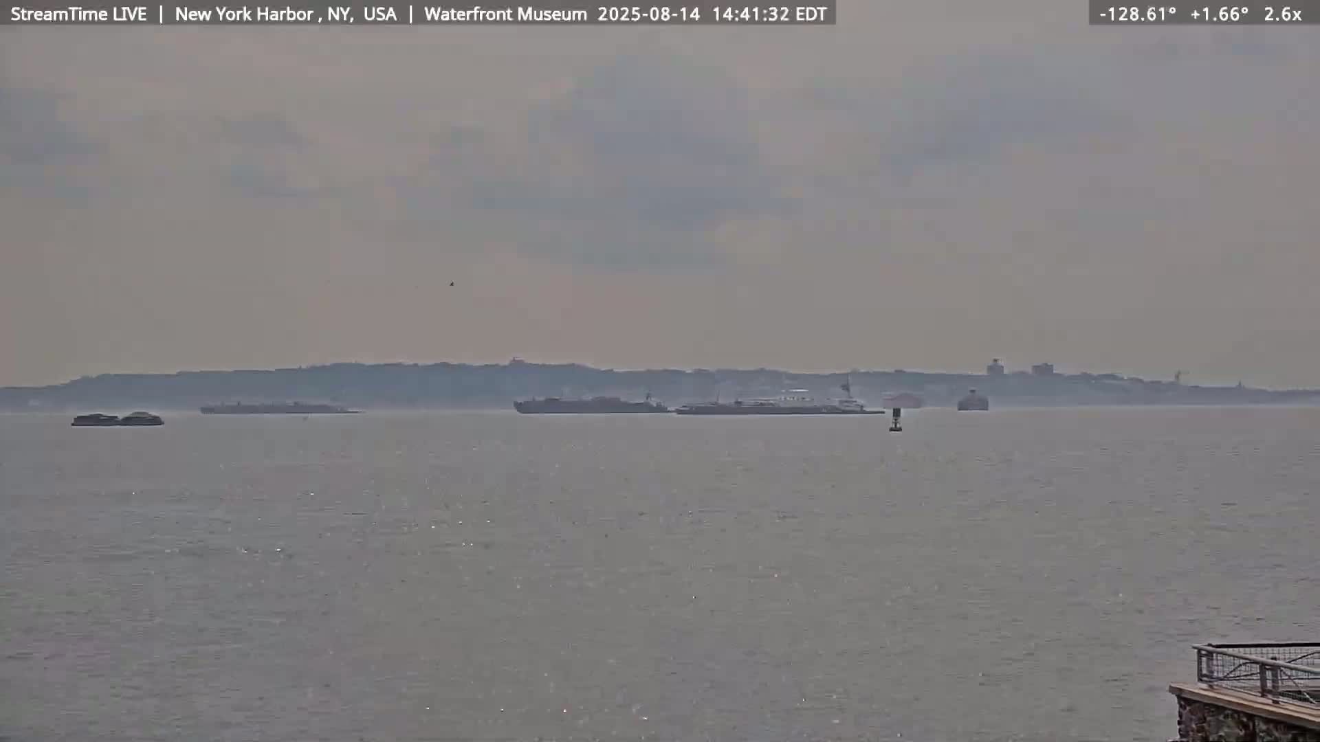 New York City Silhouette& Statue of Liberty View  from New York Bay Live Cam - Brooklyn, New York City, New York, USA