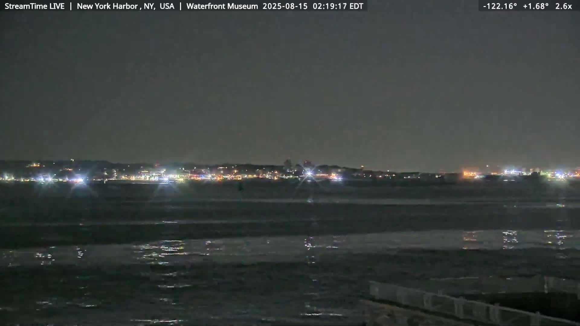 New York City Silhouette& Statue of Liberty View  from New York Bay Live Cam - Brooklyn, New York City, New York, USA