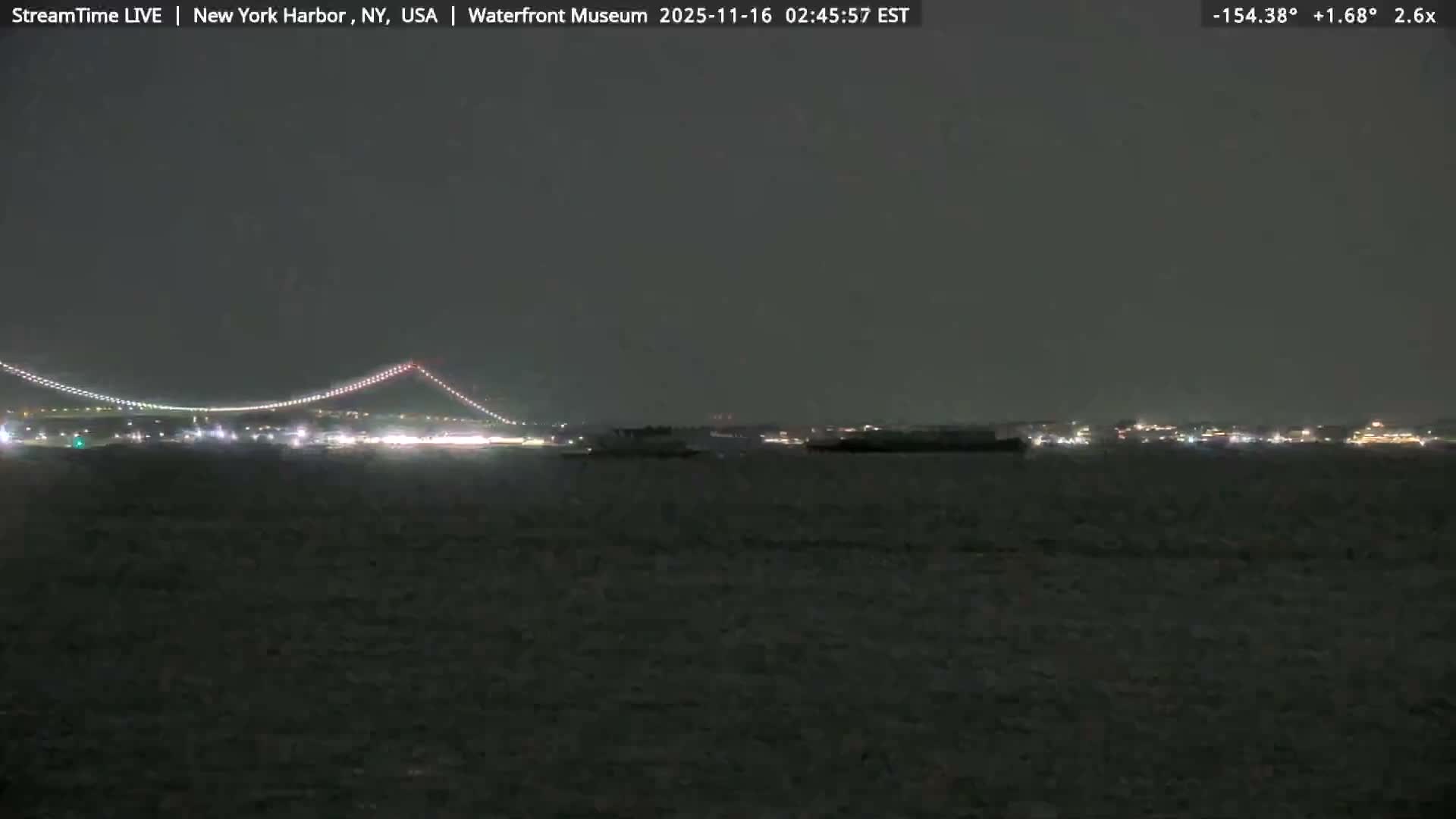 New York City Silhouette& Statue of Liberty View  from New York Bay Live Cam - Brooklyn, New York City, New York, USA