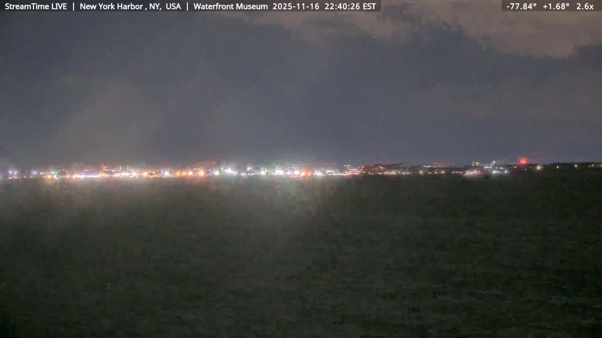 New York City Silhouette& Statue of Liberty View  from New York Bay Live Cam - Brooklyn, New York City, New York, USA