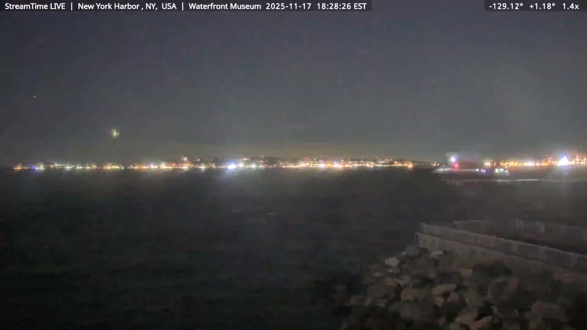 New York City Silhouette& Statue of Liberty View  from New York Bay Live Cam - Brooklyn, New York City, New York, USA