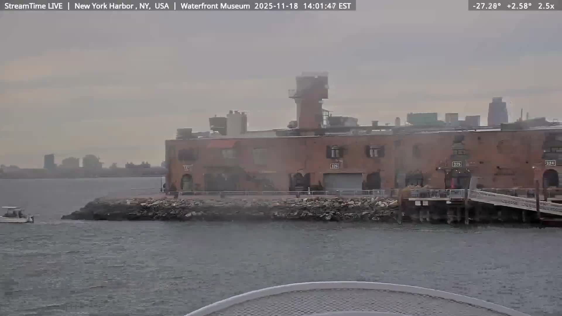 New York City Silhouette& Statue of Liberty View  from New York Bay Live Cam - Brooklyn, New York City, New York, USA
