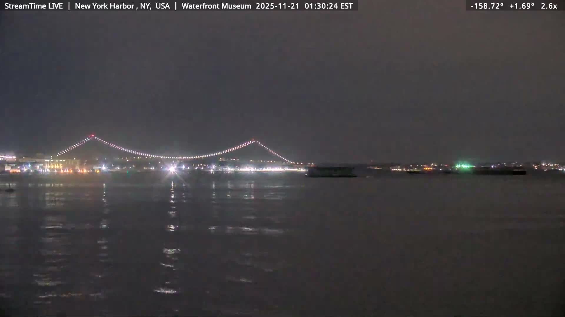 New York City Silhouette& Statue of Liberty View  from New York Bay Live Cam - Brooklyn, New York City, New York, USA