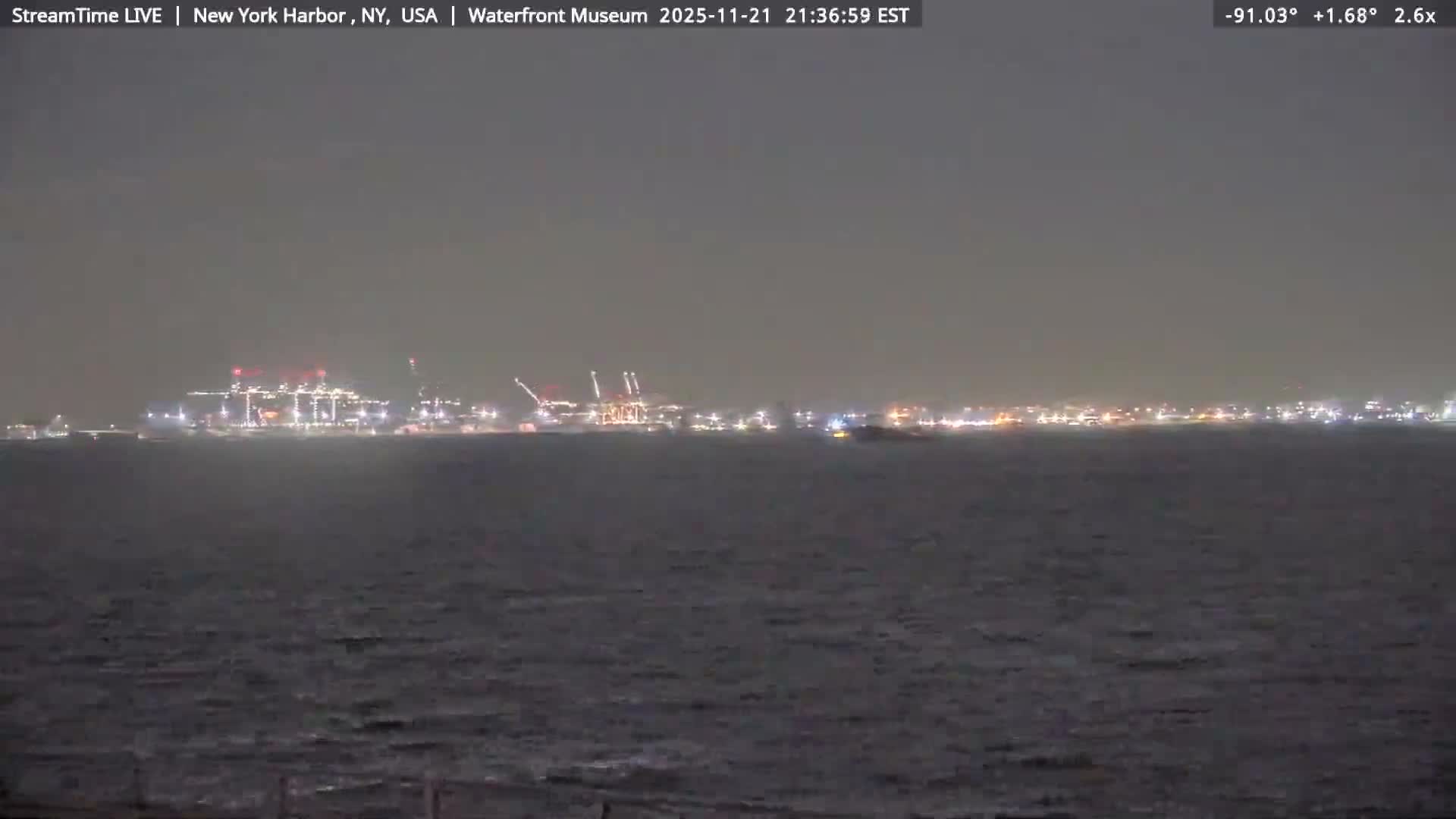 New York City Silhouette& Statue of Liberty View  from New York Bay Live Cam - Brooklyn, New York City, New York, USA