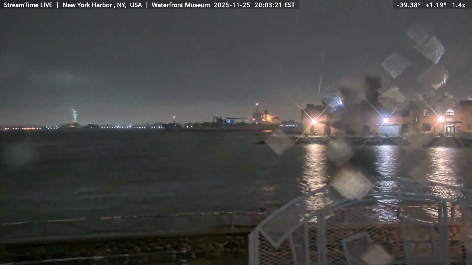 New York City Silhouette& Statue of Liberty View  from New York Bay Live Cam - Brooklyn, New York City, New York, USA