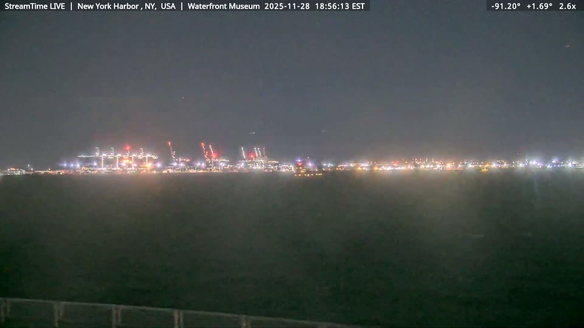 New York City Silhouette& Statue of Liberty View  from New York Bay Live Cam - Brooklyn, New York City, New York, USA