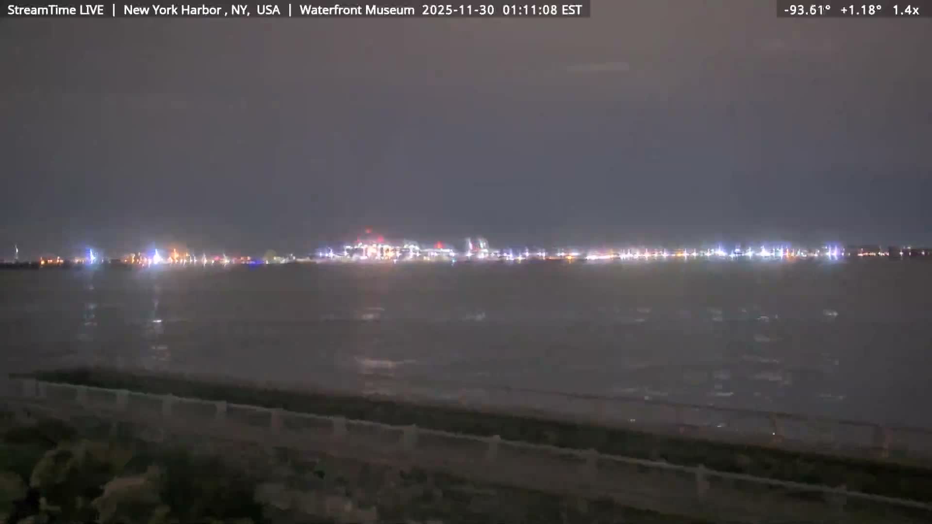 New York City Silhouette& Statue of Liberty View  from New York Bay Live Cam - Brooklyn, New York City, New York, USA