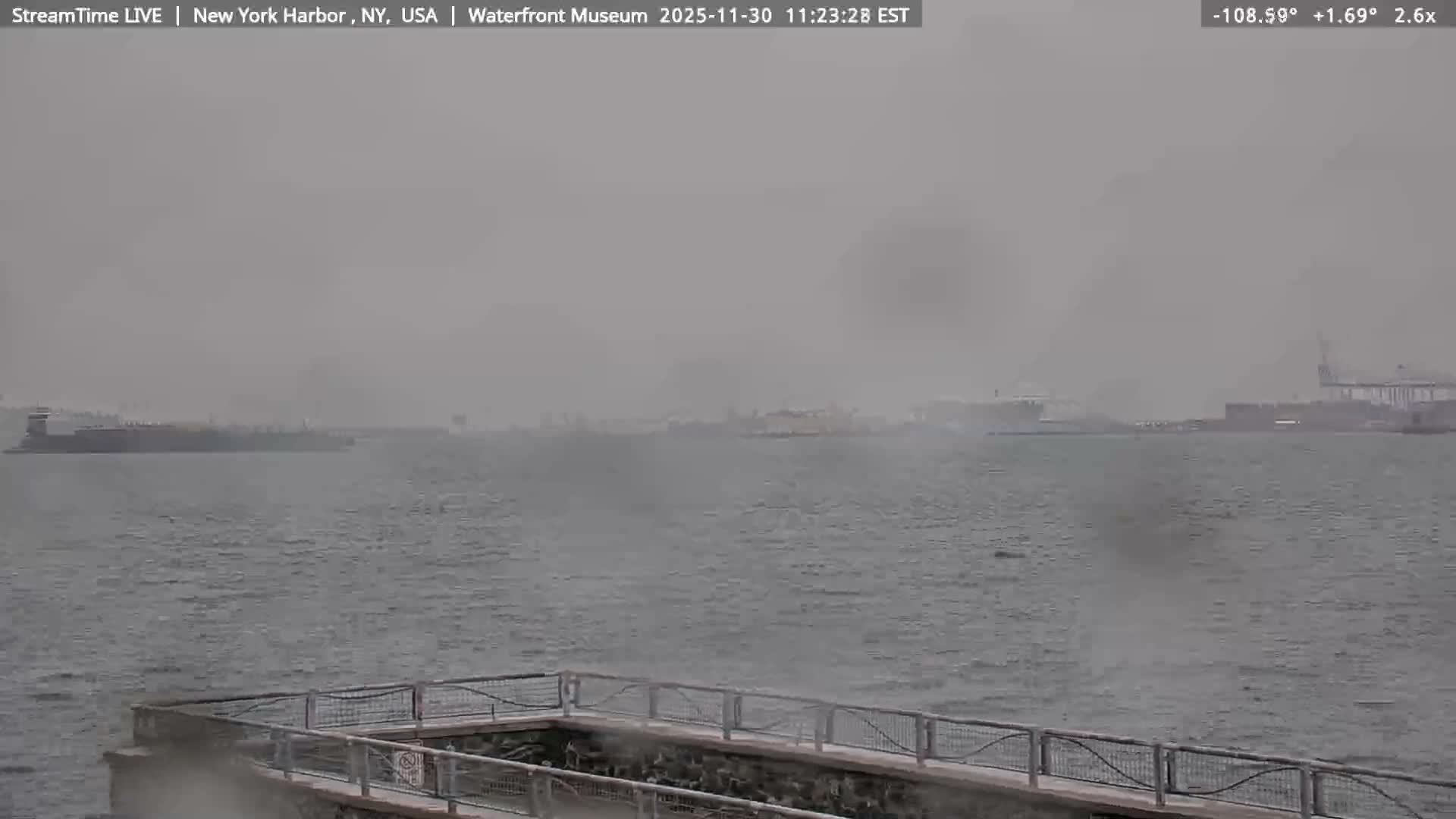 New York City Silhouette& Statue of Liberty View  from New York Bay Live Cam - Brooklyn, New York City, New York, USA