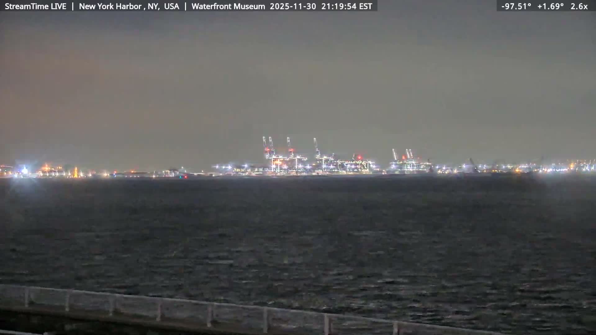New York City Silhouette& Statue of Liberty View  from New York Bay Live Cam - Brooklyn, New York City, New York, USA