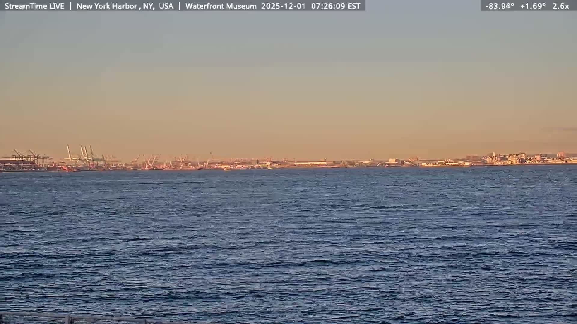 New York City Silhouette& Statue of Liberty View  from New York Bay Live Cam - Brooklyn, New York City, New York, USA