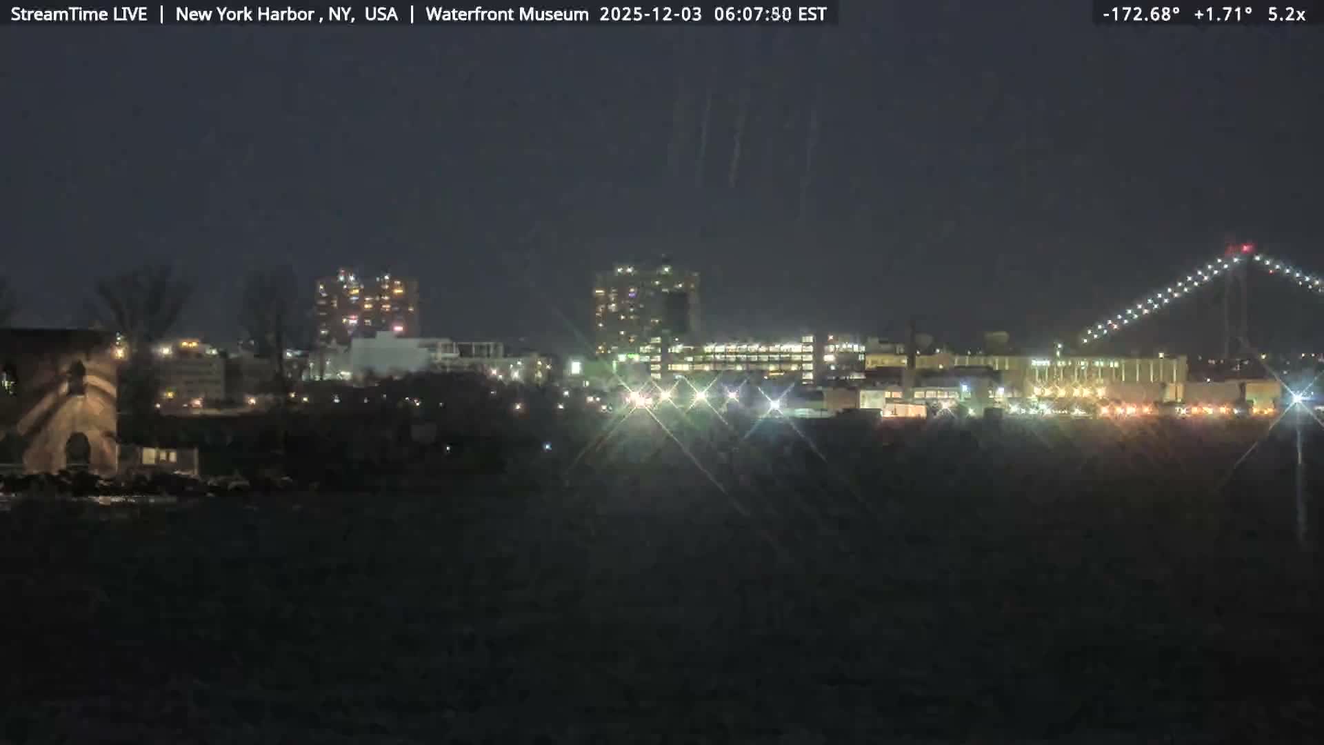 New York City Silhouette& Statue of Liberty View  from New York Bay Live Cam - Brooklyn, New York City, New York, USA