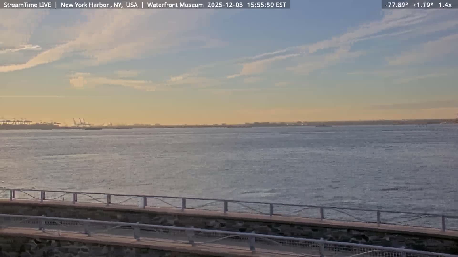 New York City Silhouette& Statue of Liberty View  from New York Bay Live Cam - Brooklyn, New York City, New York, USA