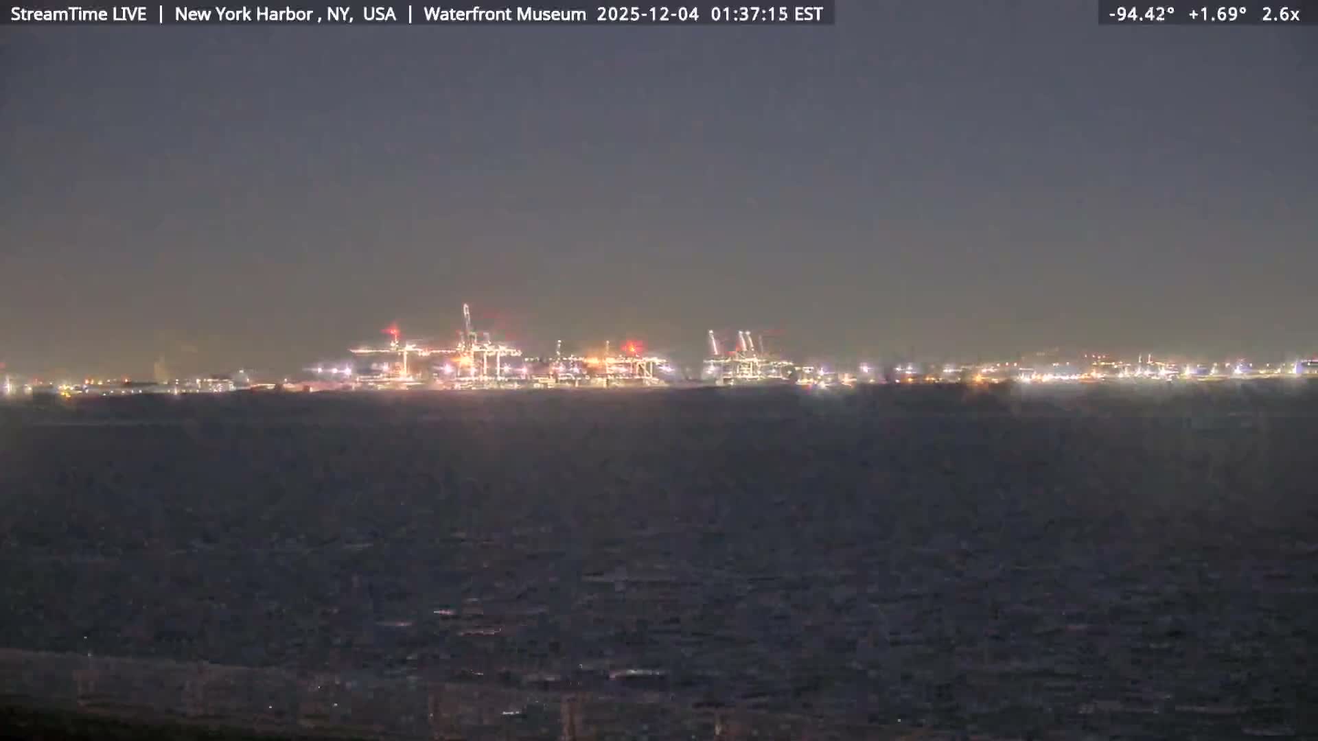 New York City Silhouette& Statue of Liberty View  from New York Bay Live Cam - Brooklyn, New York City, New York, USA