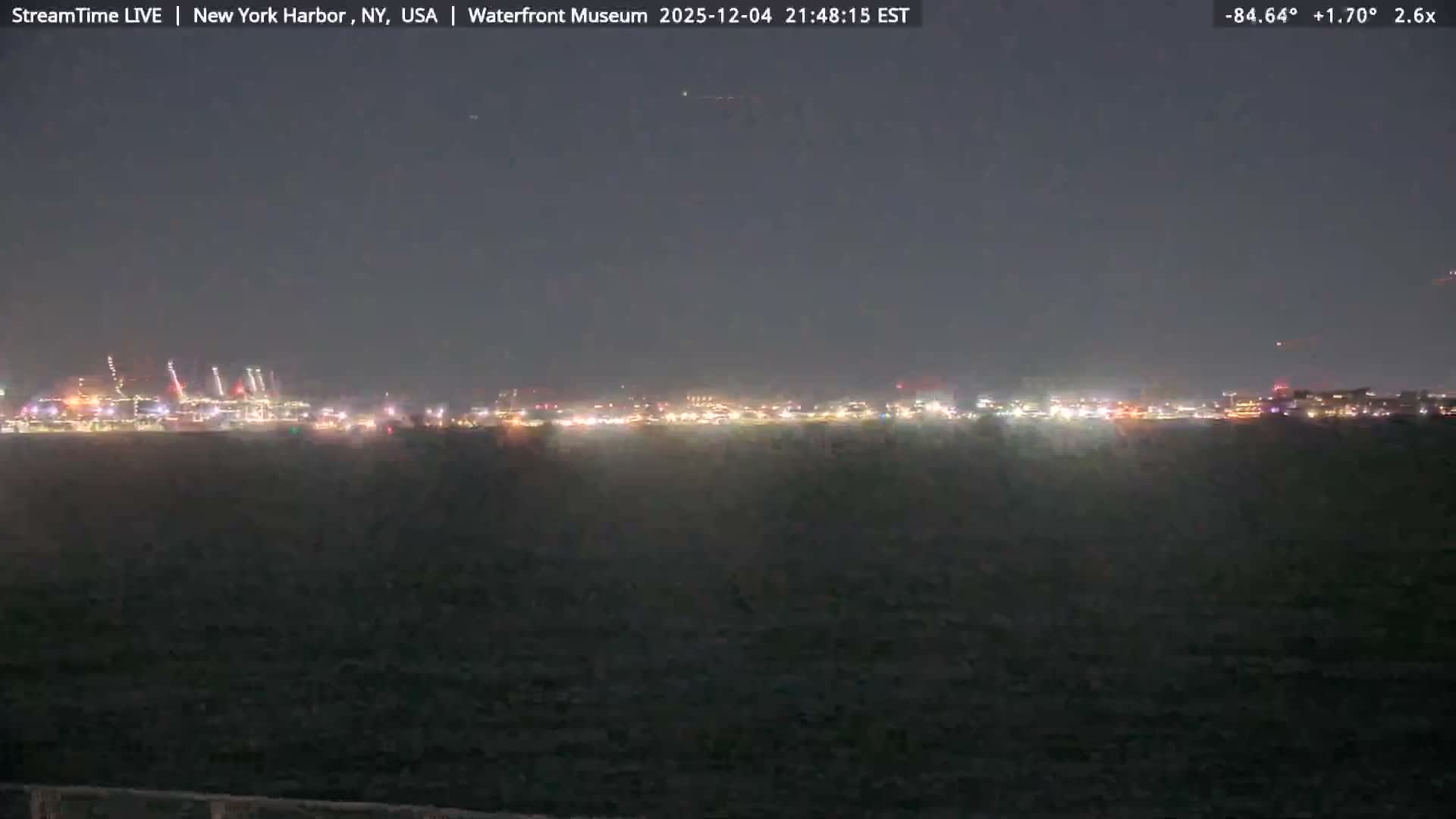 New York City Silhouette& Statue of Liberty View  from New York Bay Live Cam - Brooklyn, New York City, New York, USA