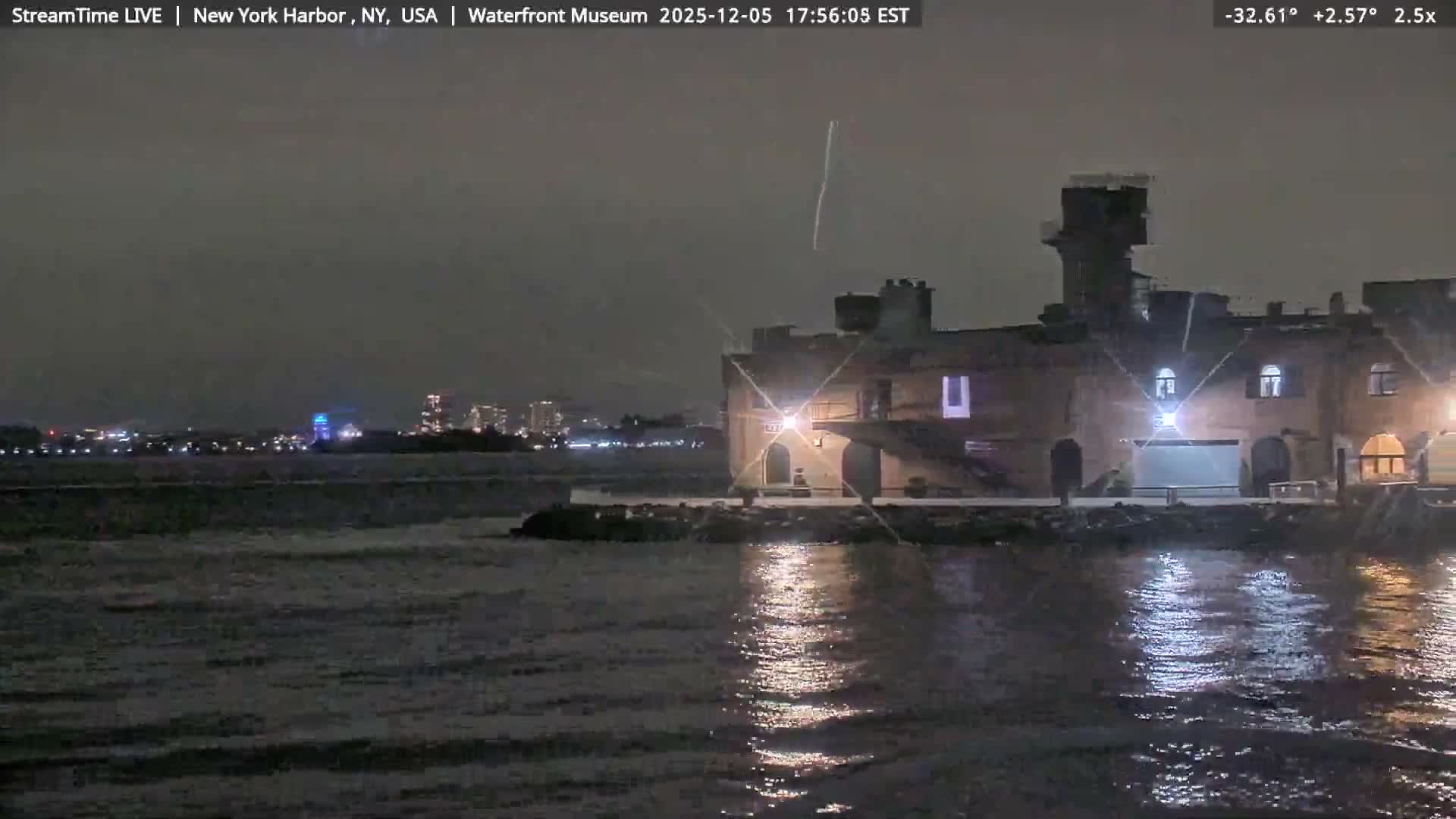 New York City Silhouette& Statue of Liberty View  from New York Bay Live Cam - Brooklyn, New York City, New York, USA