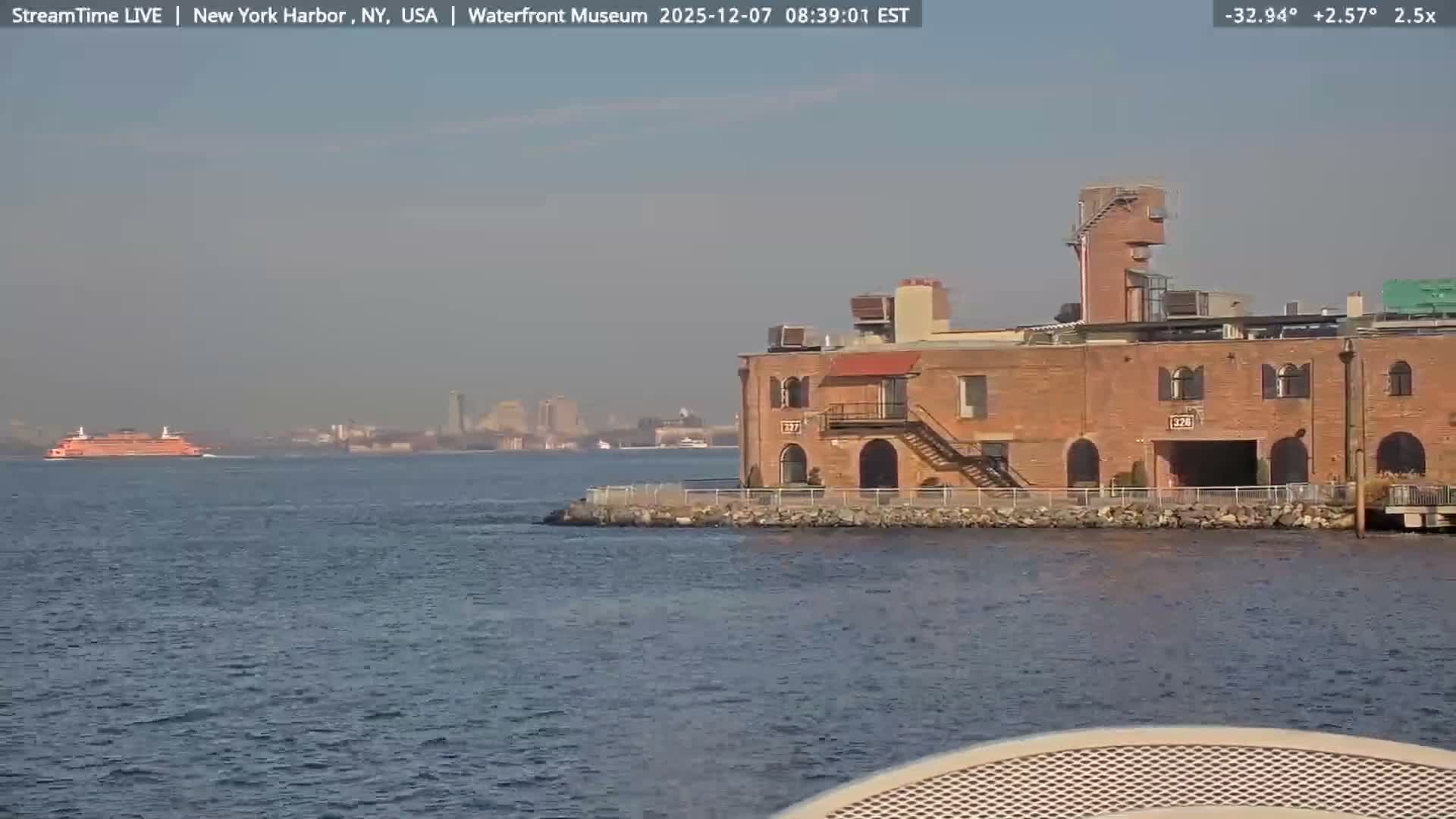 New York City Silhouette& Statue of Liberty View  from New York Bay Live Cam - Brooklyn, New York City, New York, USA