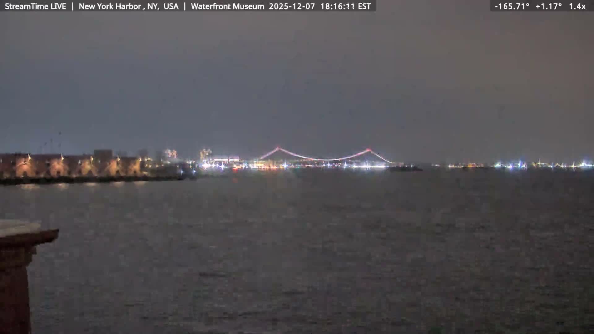 New York City Silhouette& Statue of Liberty View  from New York Bay Live Cam - Brooklyn, New York City, New York, USA