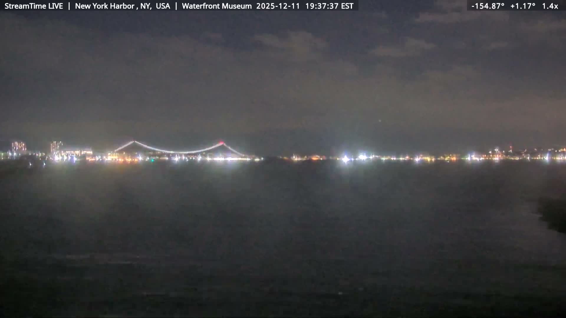 New York City Silhouette& Statue of Liberty View  from New York Bay Live Cam - Brooklyn, New York City, New York, USA