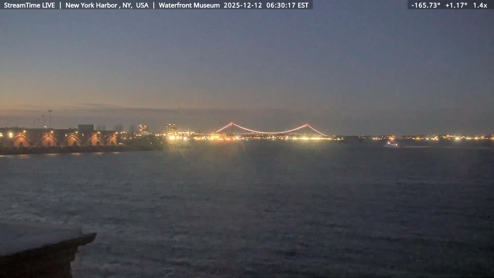 New York City Silhouette& Statue of Liberty View  from New York Bay Live Cam - Brooklyn, New York City, New York, USA