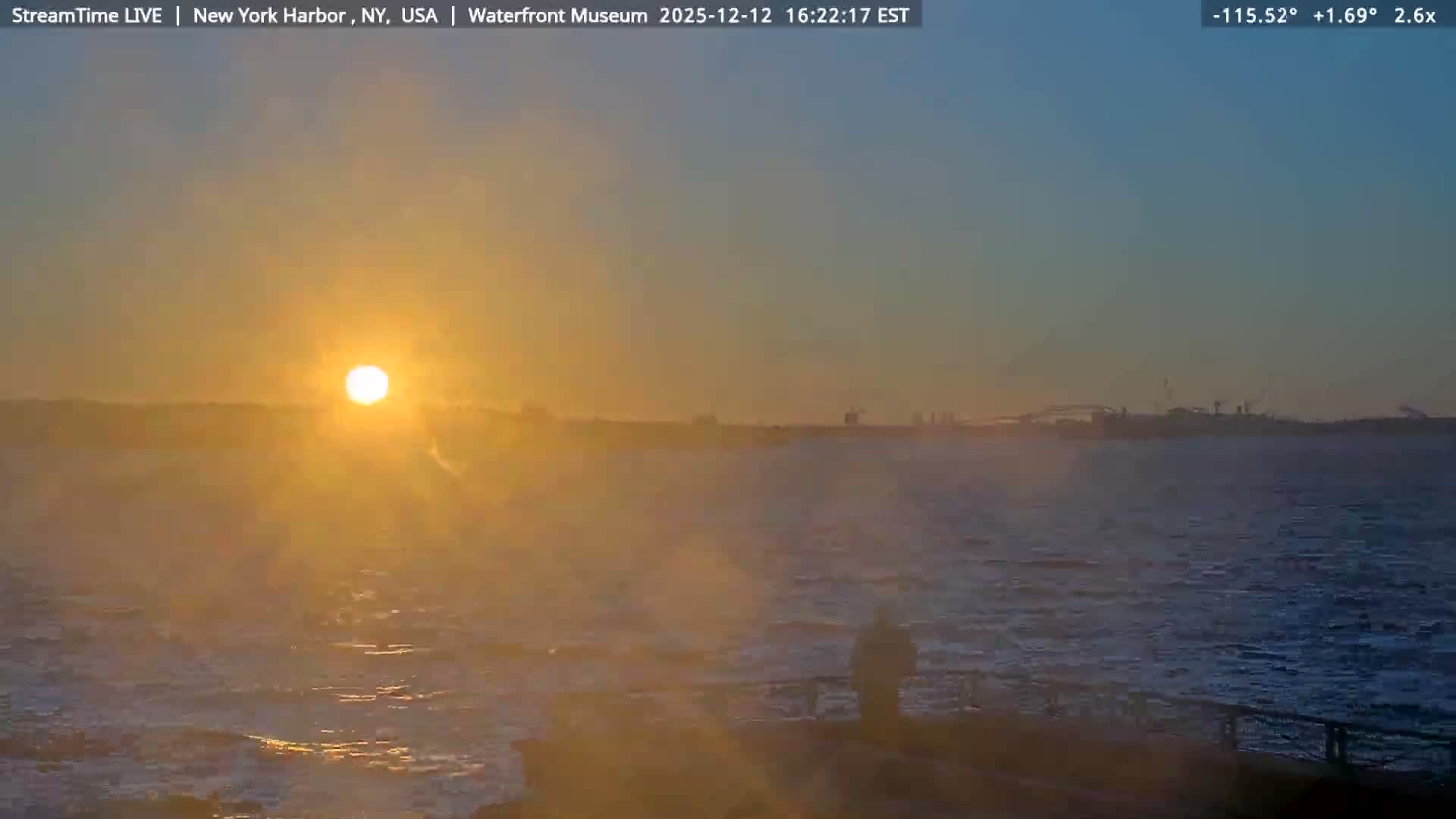 New York City Silhouette& Statue of Liberty View  from New York Bay Live Cam - Brooklyn, New York City, New York, USA