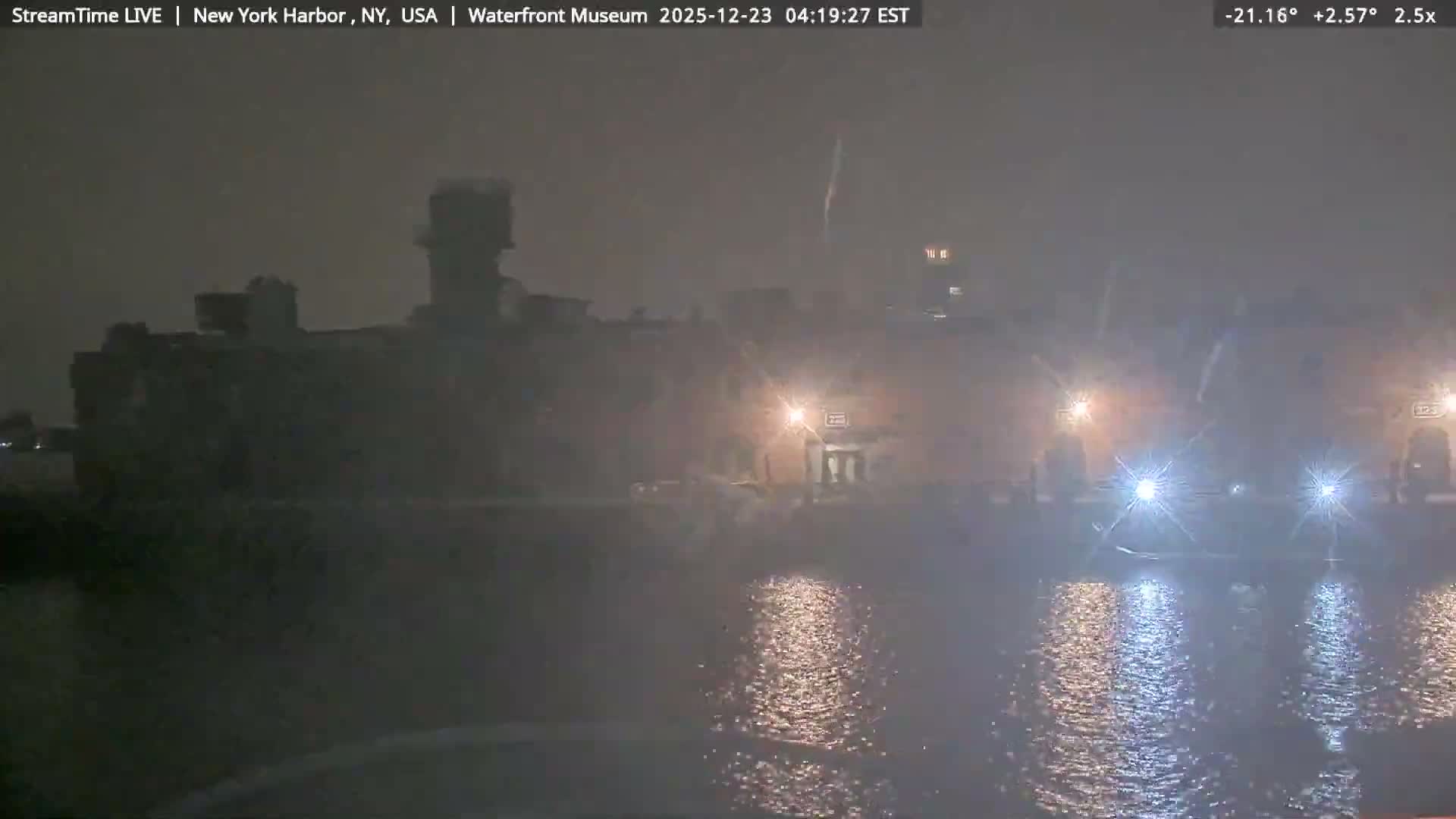 New York City Silhouette& Statue of Liberty View  from New York Bay Live Cam - Brooklyn, New York City, New York, USA