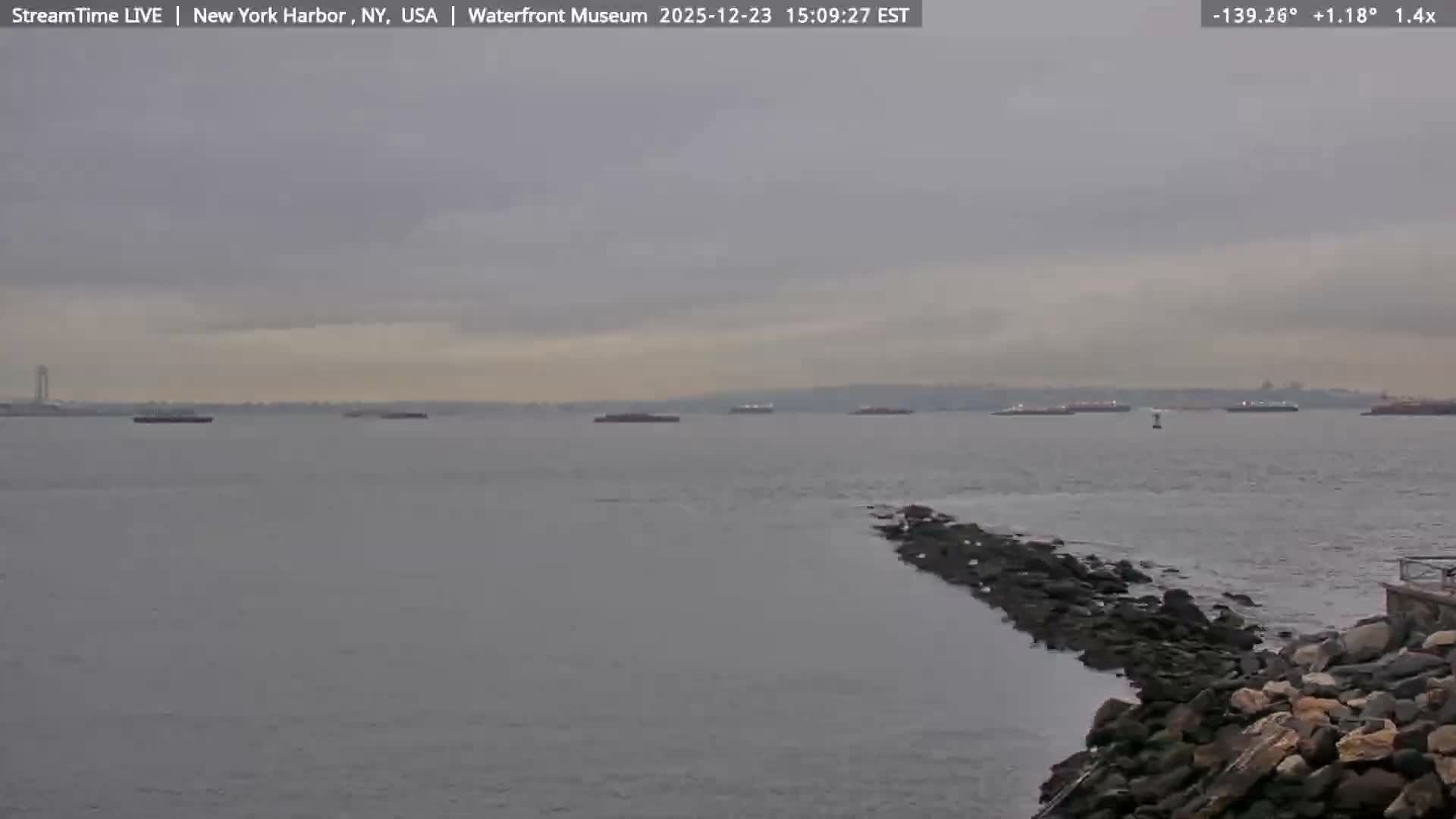 New York City Silhouette& Statue of Liberty View  from New York Bay Live Cam - Brooklyn, New York City, New York, USA