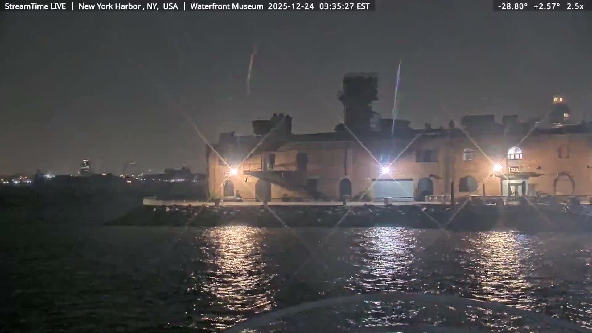 New York City Silhouette& Statue of Liberty View  from New York Bay Live Cam - Brooklyn, New York City, New York, USA