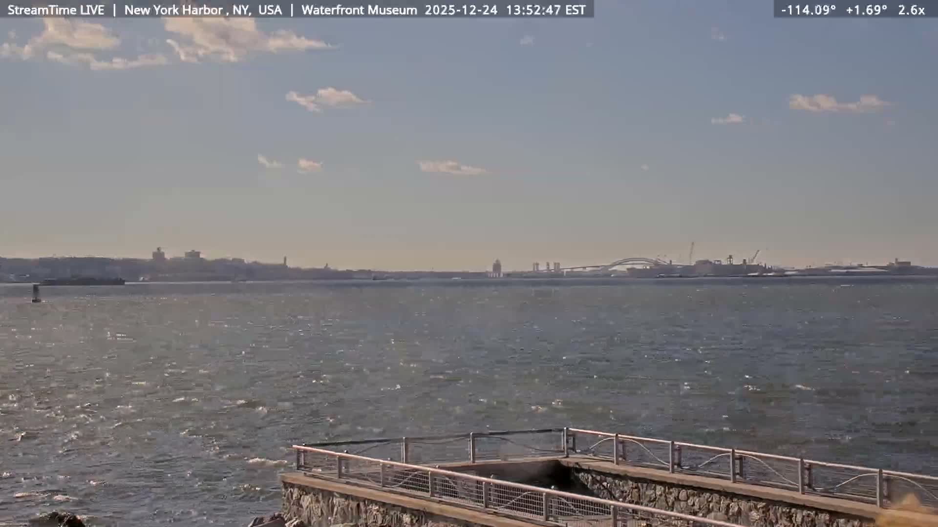 New York City Silhouette& Statue of Liberty View  from New York Bay Live Cam - Brooklyn, New York City, New York, USA