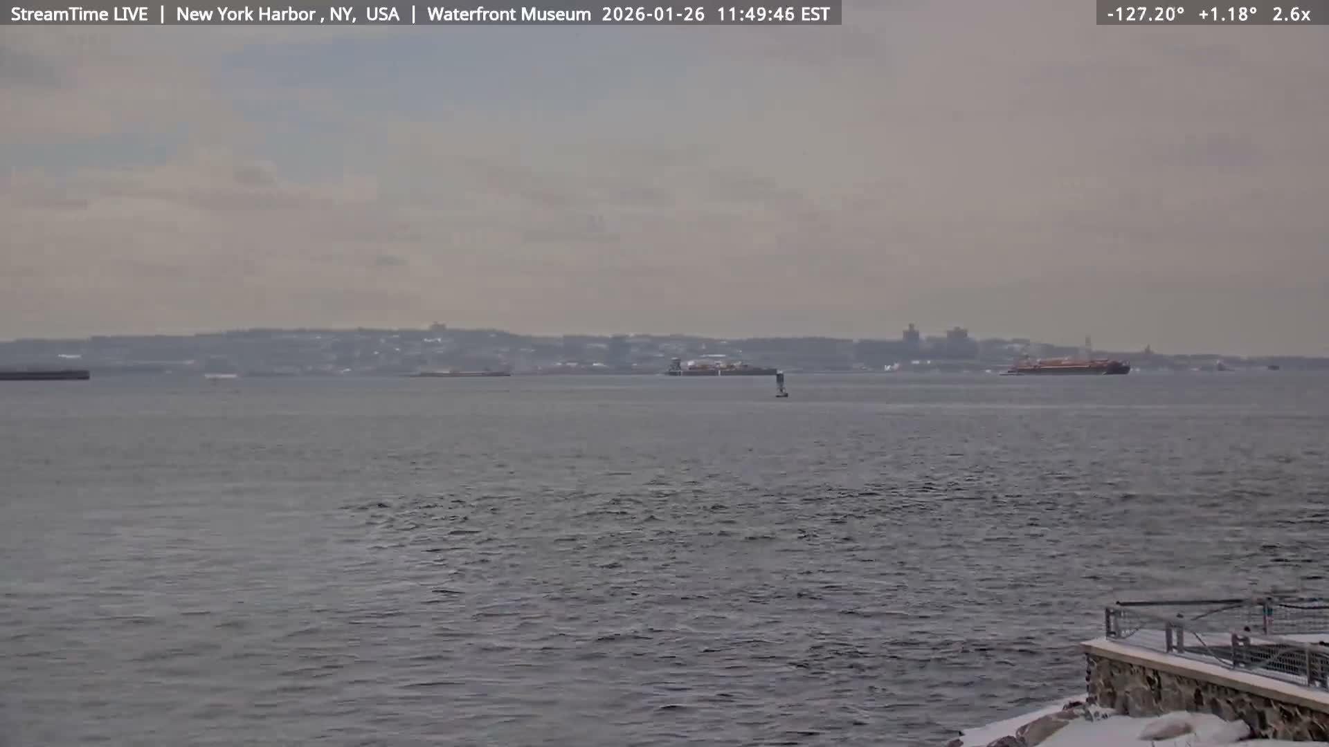New York City Silhouette& Statue of Liberty View  from New York Bay Live Cam - Brooklyn, New York City, New York, USA