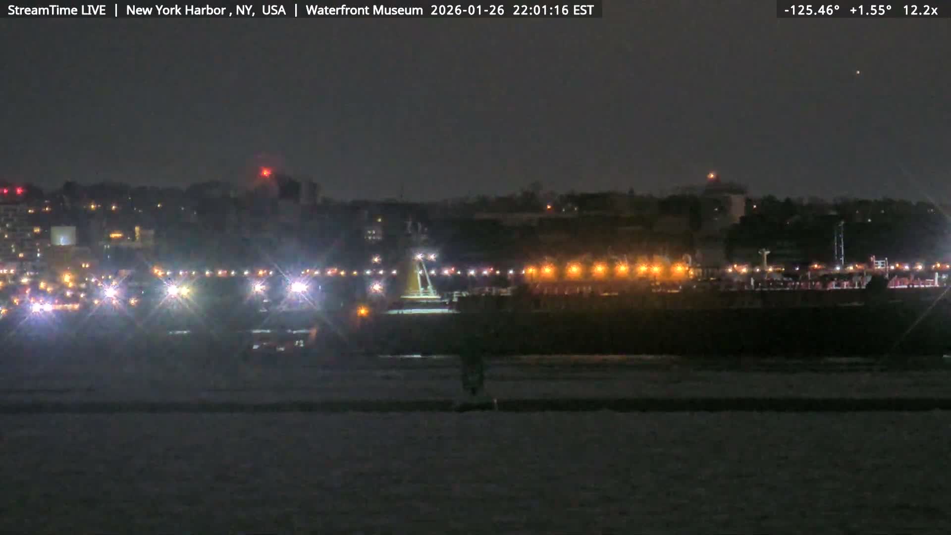 New York City Silhouette& Statue of Liberty View  from New York Bay Live Cam - Brooklyn, New York City, New York, USA