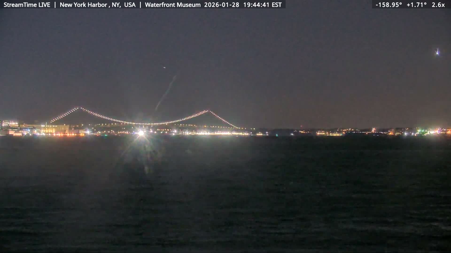 New York City Silhouette& Statue of Liberty View  from New York Bay Live Cam - Brooklyn, New York City, New York, USA