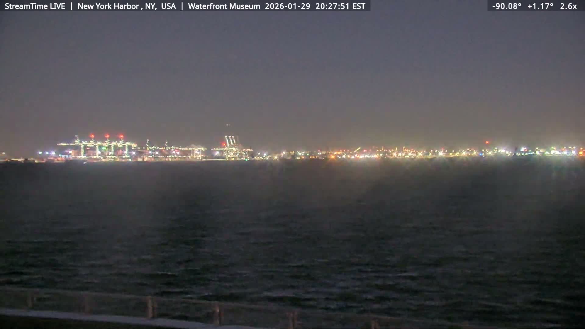 New York City Silhouette& Statue of Liberty View  from New York Bay Live Cam - Brooklyn, New York City, New York, USA