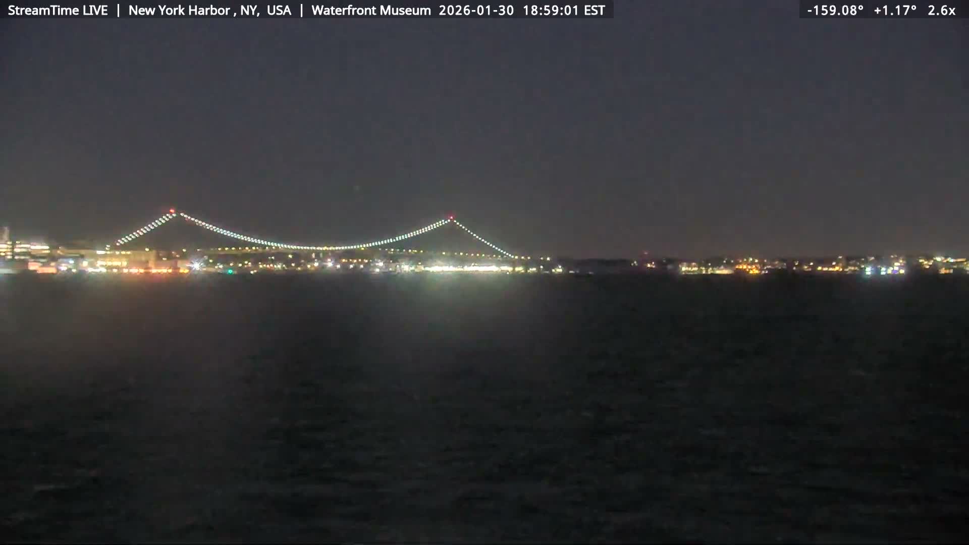 New York City Silhouette& Statue of Liberty View  from New York Bay Live Cam - Brooklyn, New York City, New York, USA