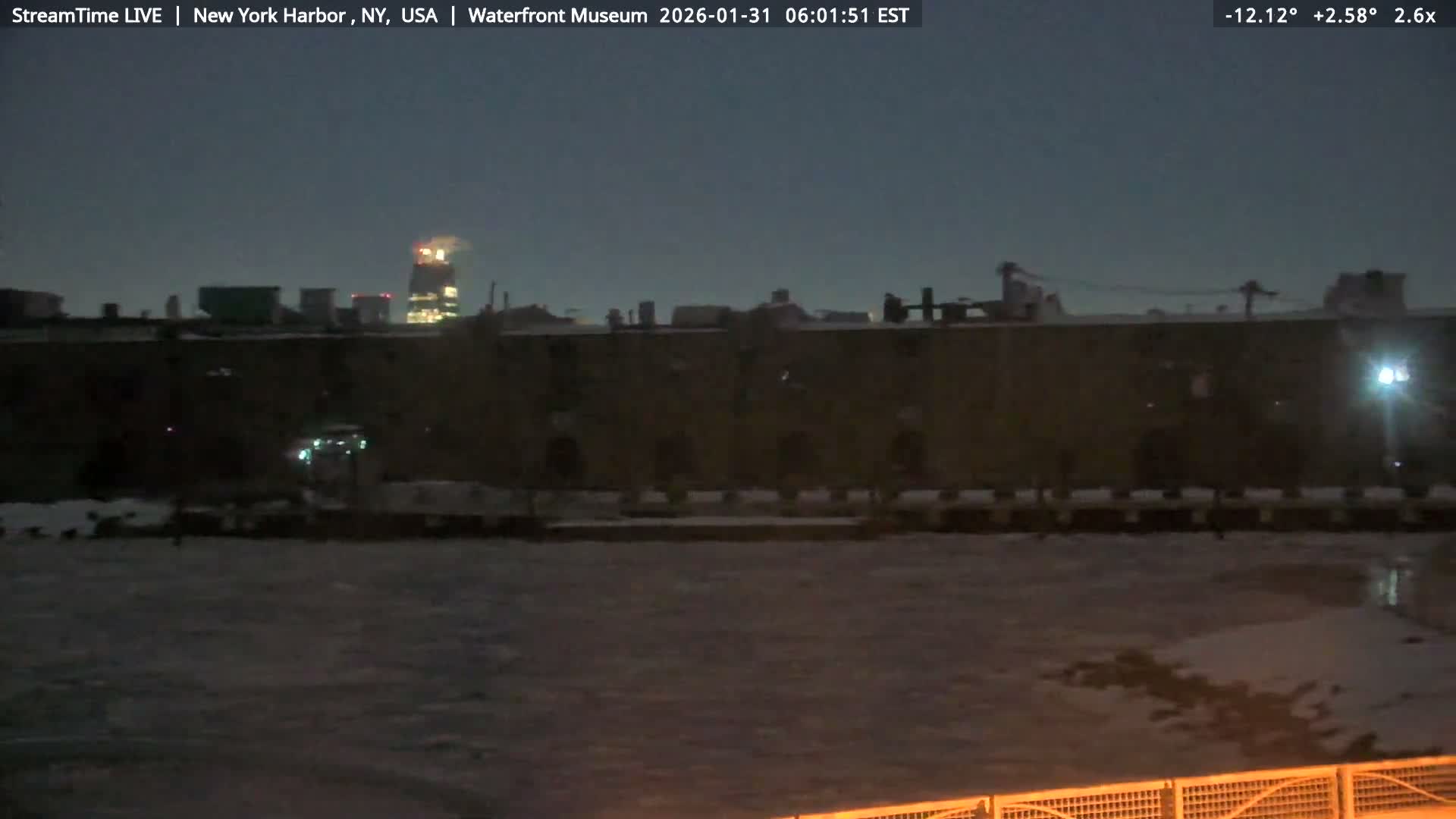New York City Silhouette& Statue of Liberty View  from New York Bay Live Cam - Brooklyn, New York City, New York, USA