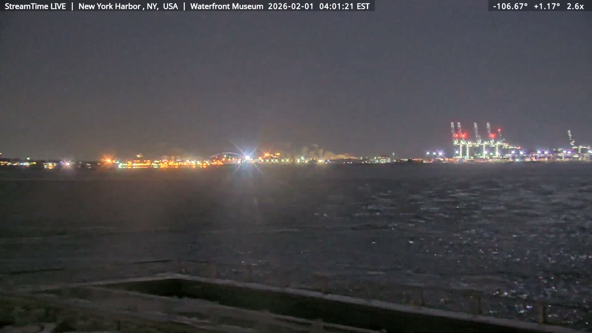 New York City Silhouette& Statue of Liberty View  from New York Bay Live Cam - Brooklyn, New York City, New York, USA