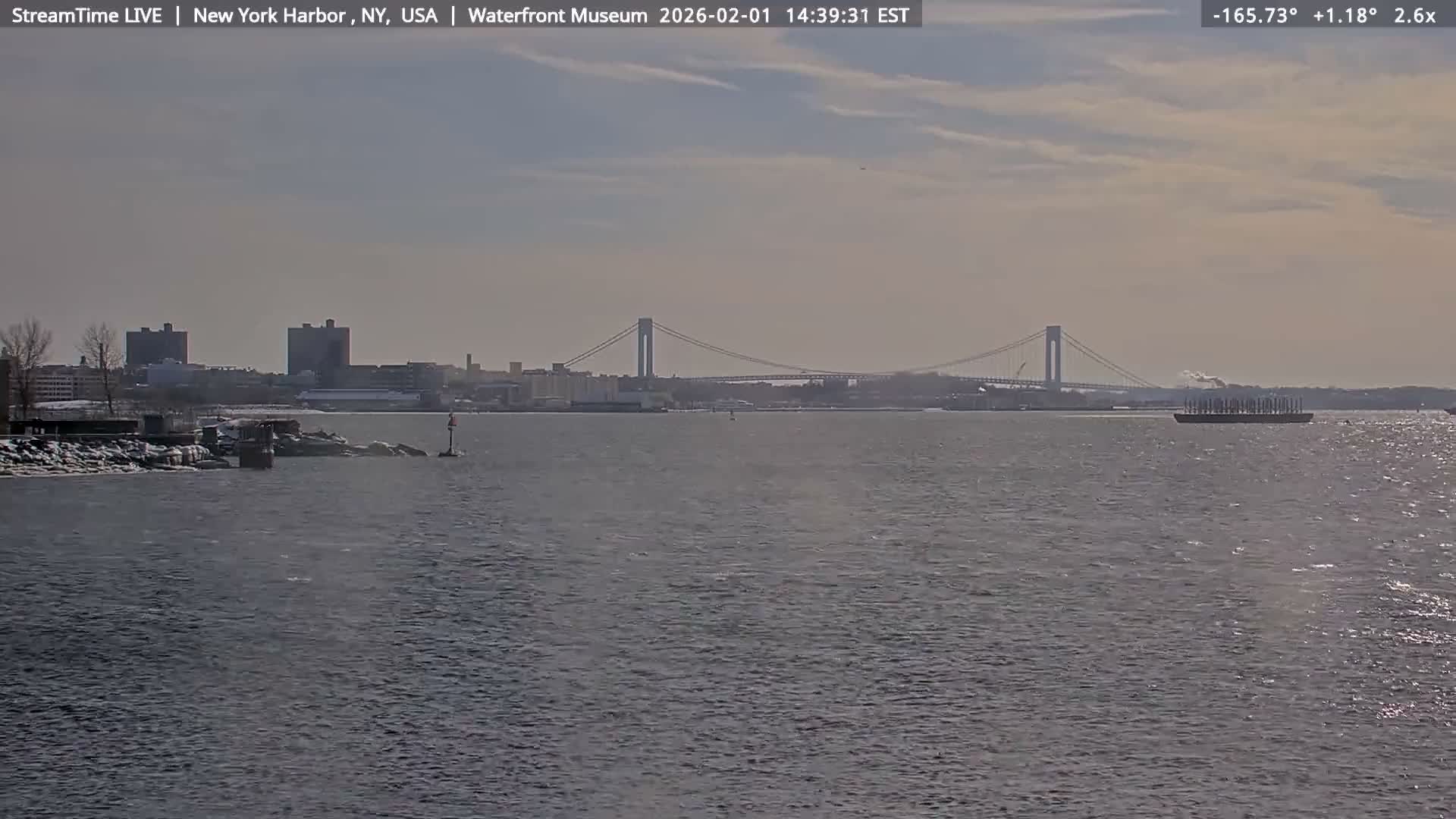 New York City Silhouette& Statue of Liberty View  from New York Bay Live Cam - Brooklyn, New York City, New York, USA