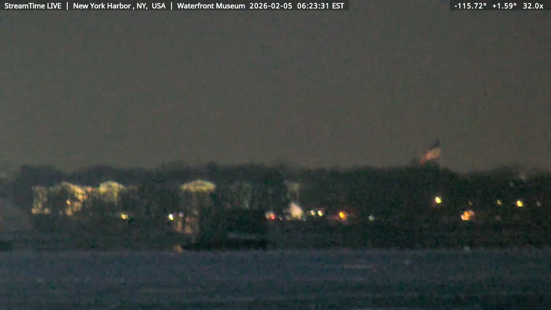 New York City Silhouette& Statue of Liberty View  from New York Bay Live Cam - Brooklyn, New York City, New York, USA
