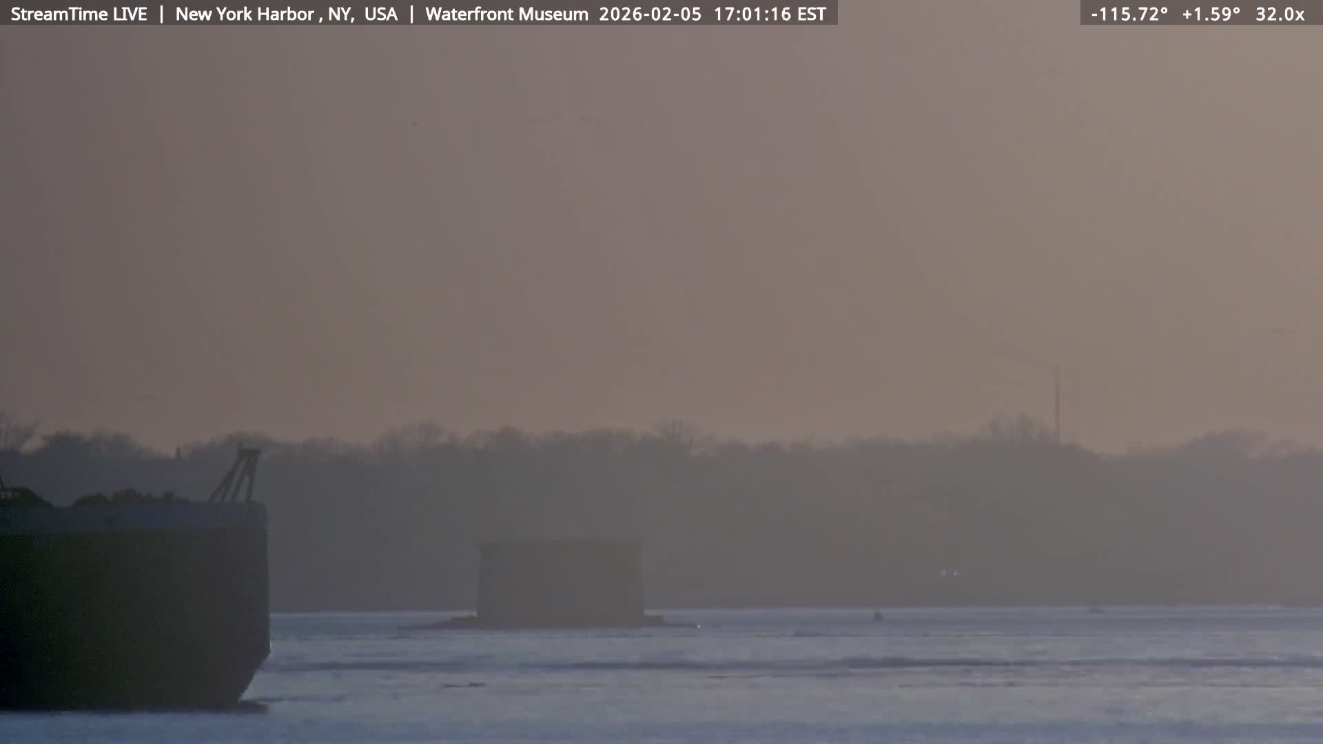 New York City Silhouette& Statue of Liberty View  from New York Bay Live Cam - Brooklyn, New York City, New York, USA