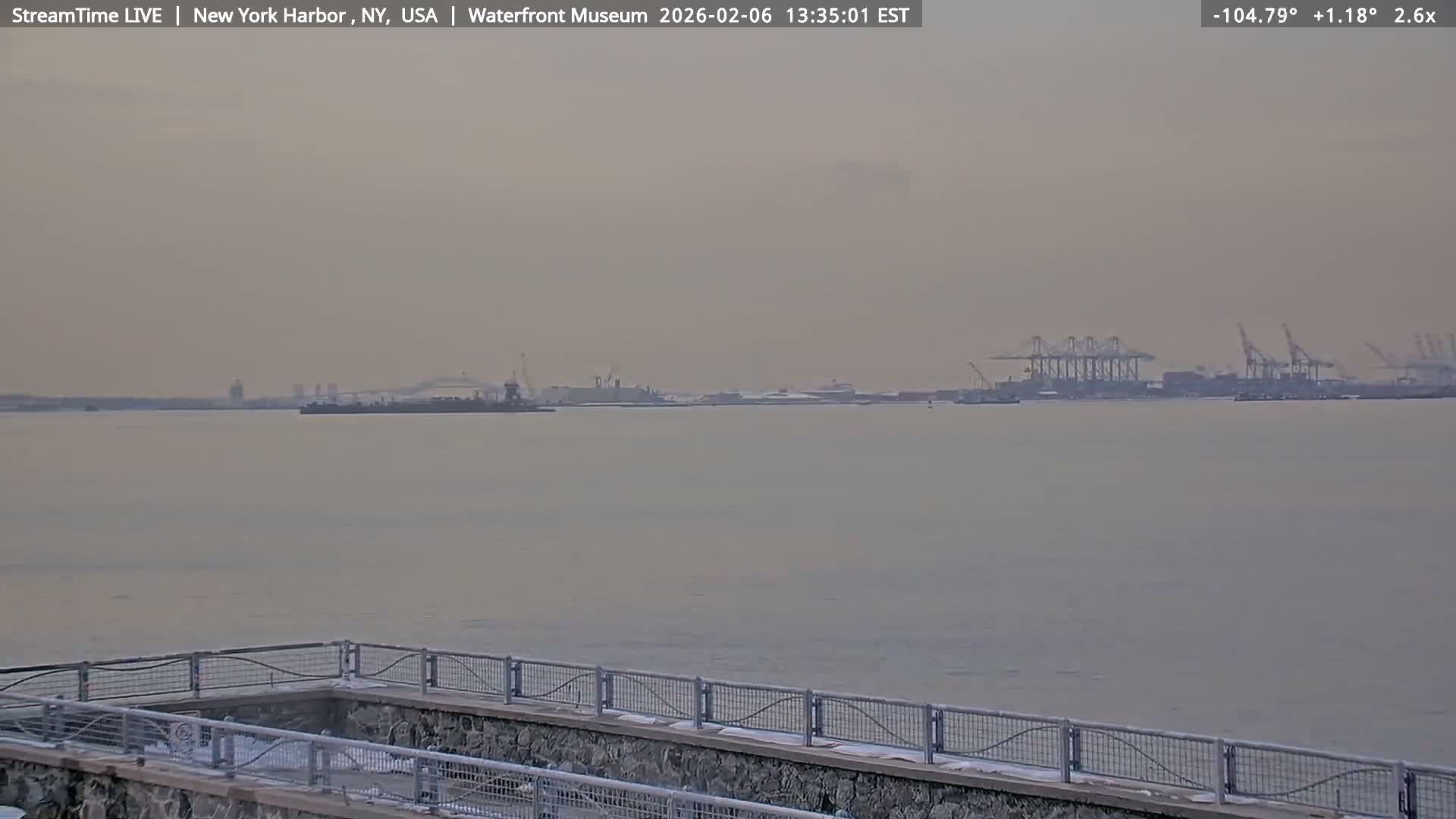 New York City Silhouette& Statue of Liberty View  from New York Bay Live Cam - Brooklyn, New York City, New York, USA