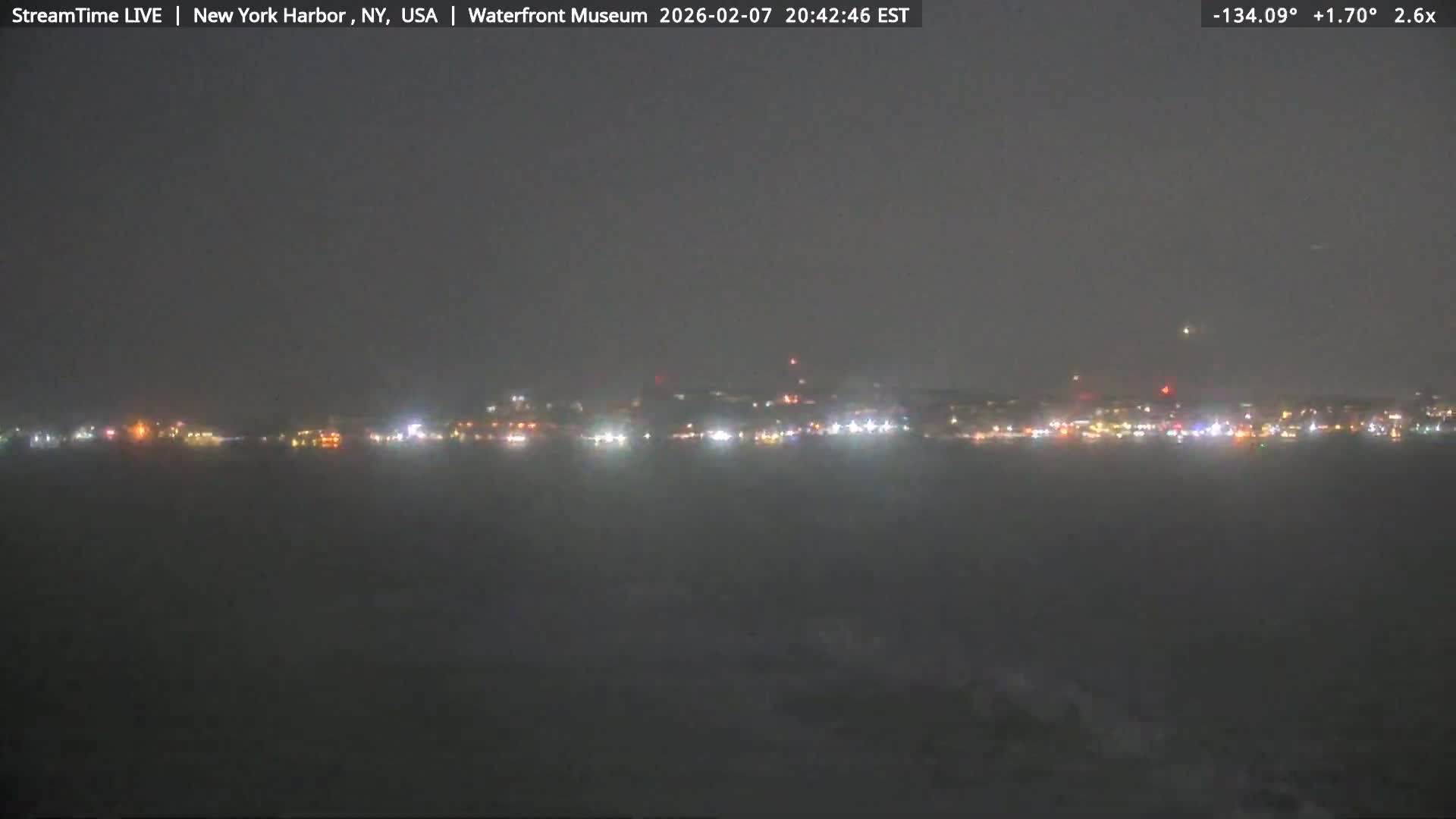 New York City Silhouette& Statue of Liberty View  from New York Bay Live Cam - Brooklyn, New York City, New York, USA