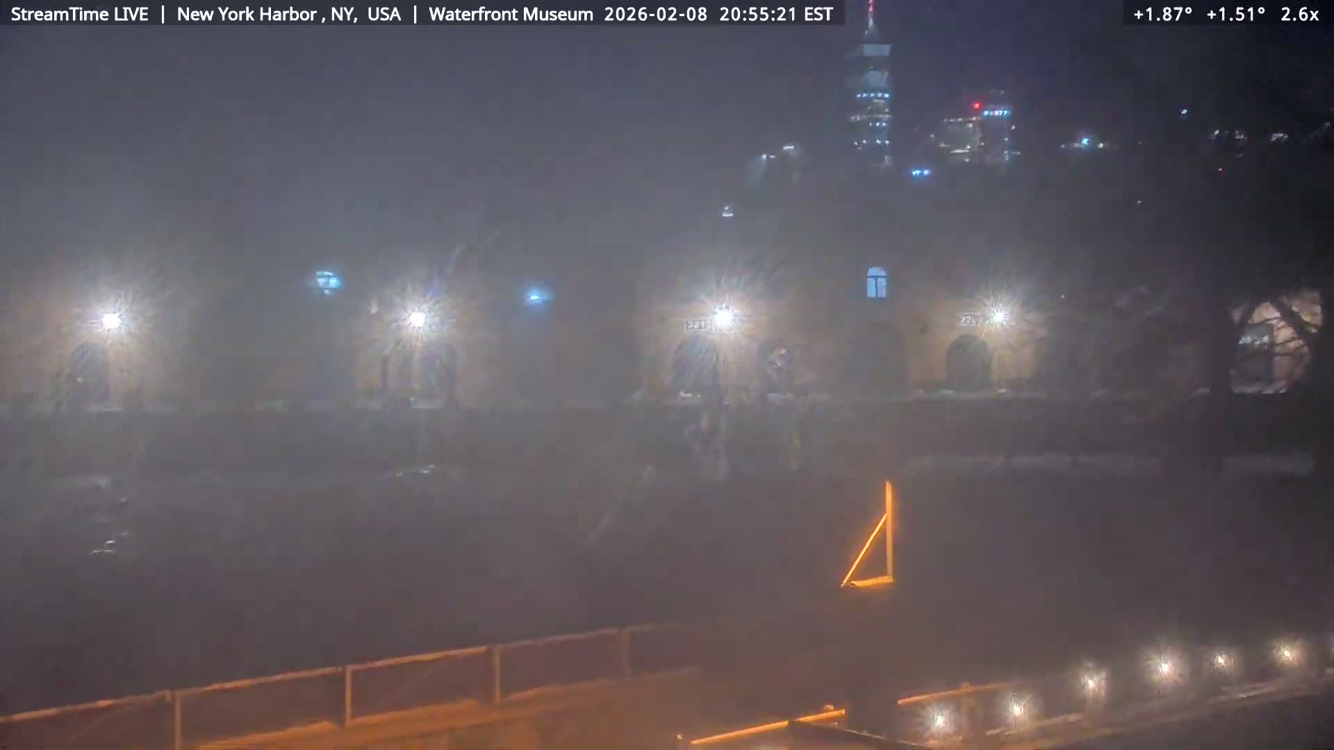 New York City Silhouette& Statue of Liberty View  from New York Bay Live Cam - Brooklyn, New York City, New York, USA